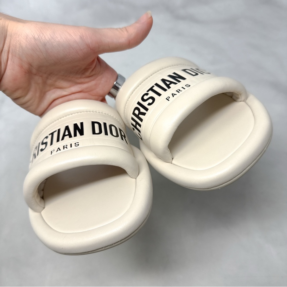 Christian Dior Every-D Logo Lambskin Leather Flat Slide Mule Sandal Shoes 39.5 - Picture 4 of 12